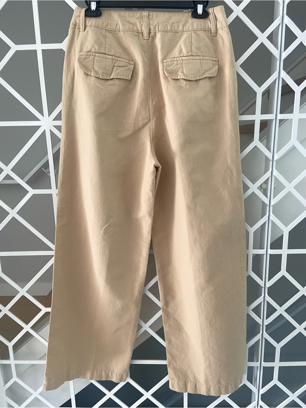 GAP Linen Cotton Wide Leg Trousers Size 6 Tan Pleated High Rise Pants Coastal - Picture 3 of 11